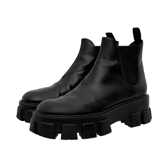Prada Monolith Platform Lug Sole Black Leather Chelsea Boot  EU 37.5 / US 7.5 - Picture 2 of 11